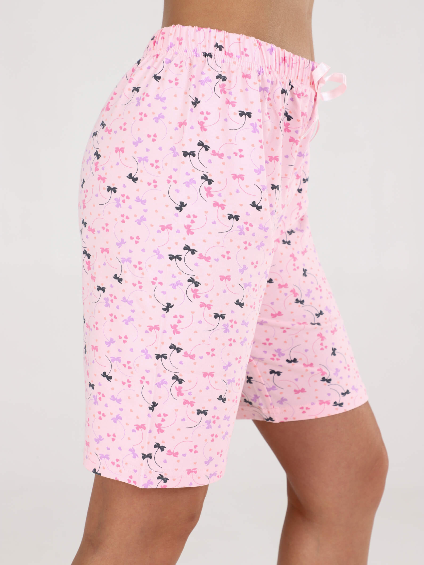 4860 Комплект женский майка+шорты, розовый бантики